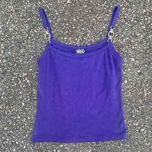 Biker Metal Y2K Vintage Purple Tank top size Large Self Bra Crop Top